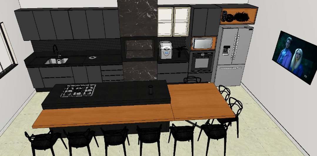 projeto para cozinha 3d vista de cima