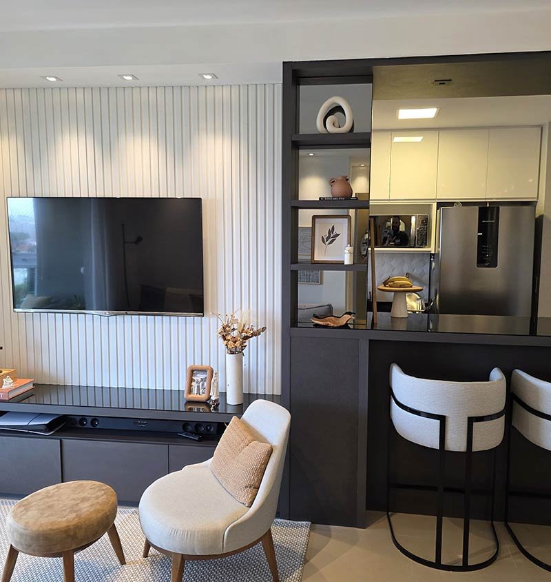 painel para tv e bar